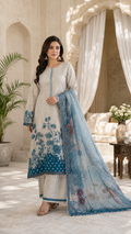 Glass digital with pearls and siroski work unstitched suit