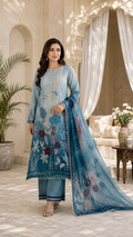 Glass digital with pearls and siroski work unstitched suit