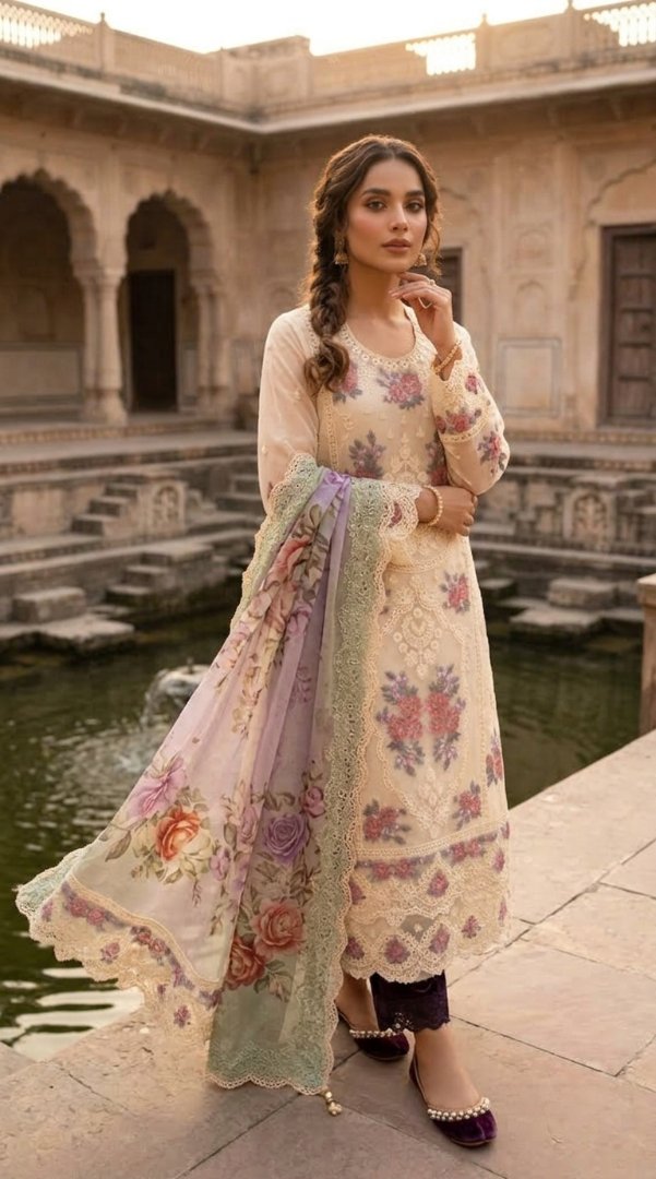 Pure Organza Cutwork Pakistani unstitched suit