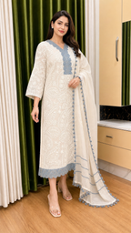 Pure Lucknowi Apple Jute Gpo Unstitched Suit