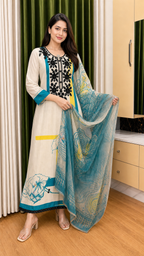 Muslin Modal Pakistani with Black Beads Work Unstitched Suit