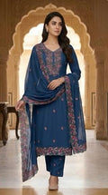 Pure maal chanderi embroidered work unstitched suit