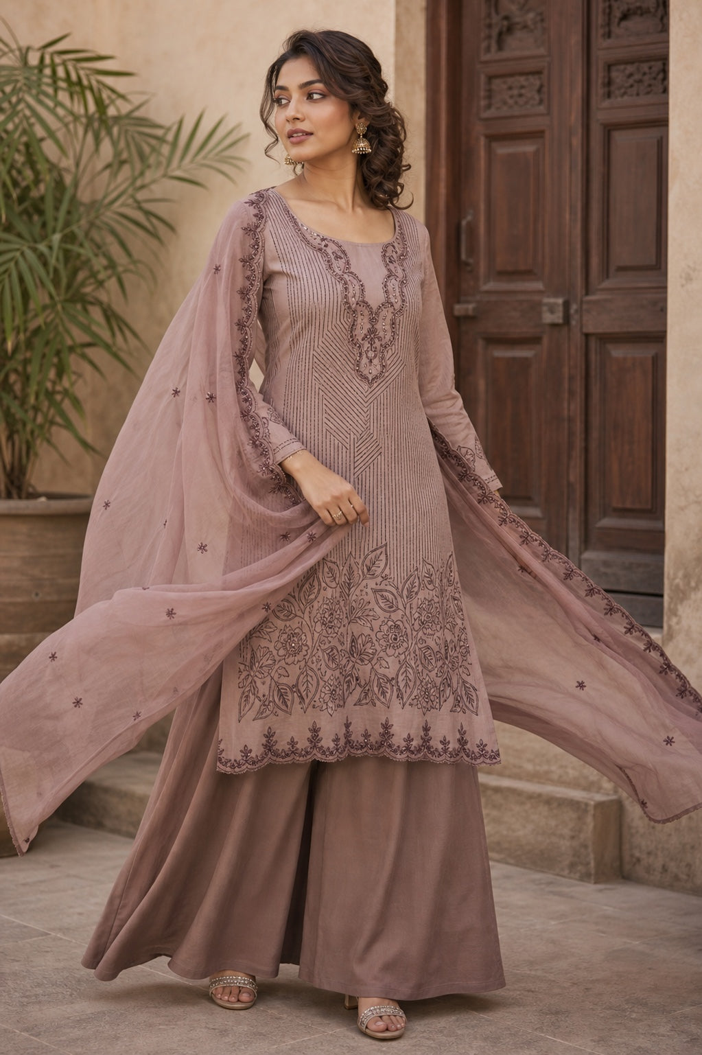 Maal chanderi embroidery cutwork dupatta unstitched suit