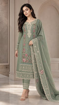 Unstitched organza pakistani suit with bottom work