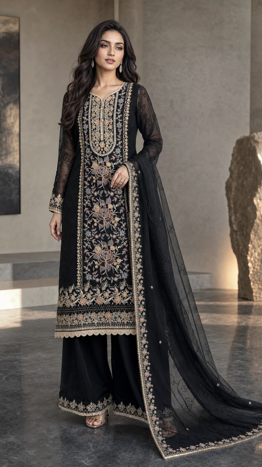 Pure organza unstitched pakistani suit with pure dupatta