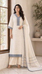 Pure lucknowi apple jute gpo unstitched suit