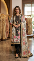 Glass digital with pearls and siroski work unstitched suit