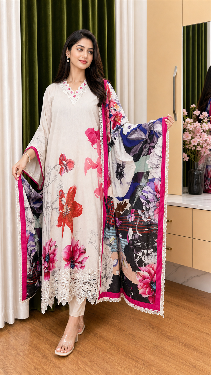 Pure Muslin Pakistani Unstitched Suit